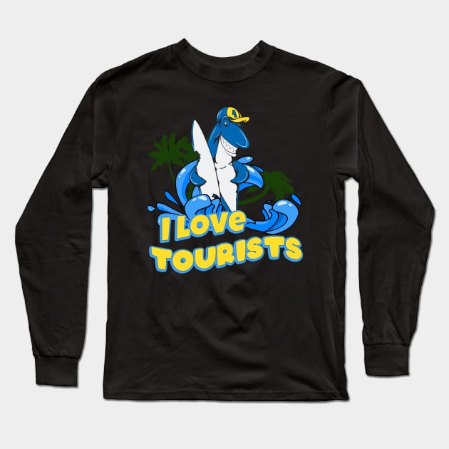 Surfing shark Long Sleeve T-Shirt by Foxxy Merch